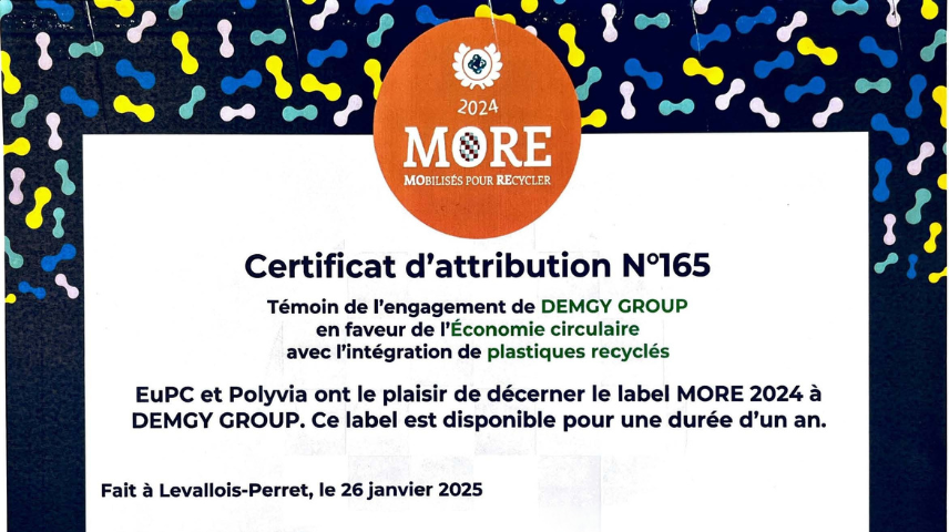 DEMGY awarded the MORE 2025 label: one more step towards a sustainable circular economy