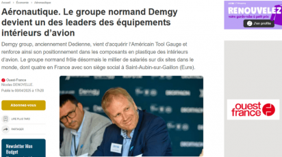 Demgy renforce sa position de leader dans les équipements intérieurs d’avion