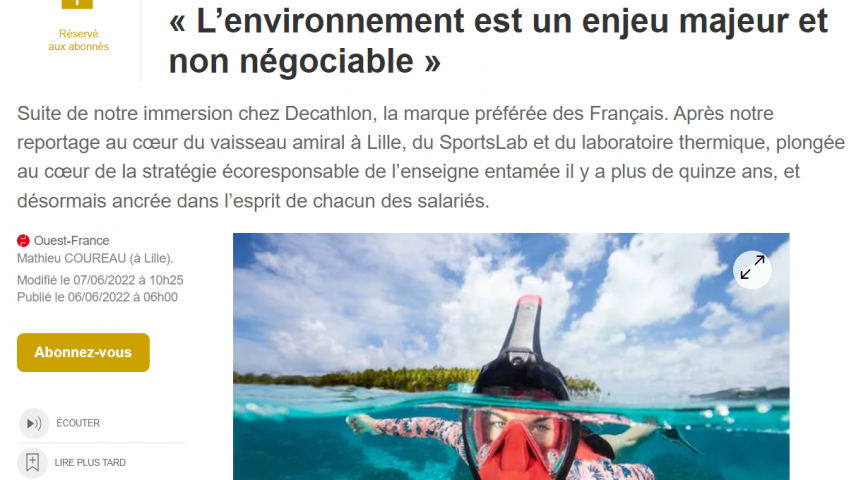 Quand Decathlon vire du bleu au vert : « L’environnement est un enjeu majeur et non négociable »